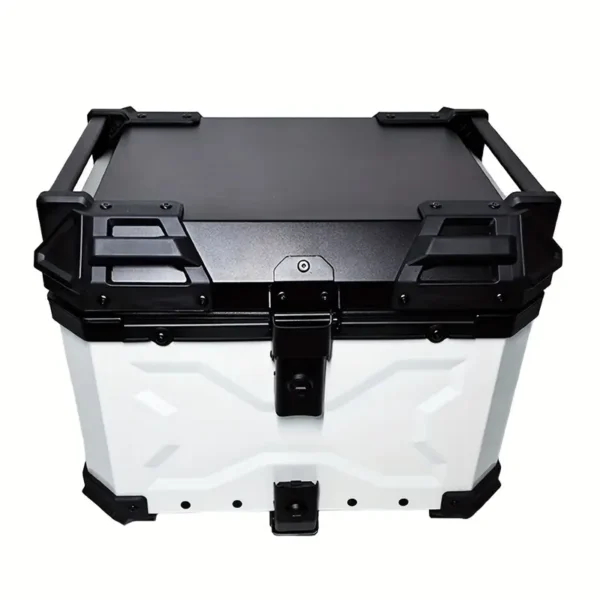 white aluminum box motorcycle